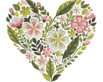 Floral Heart Embroidery Design, Valentine’s Day Machine Embroidery, Wedding Decor Pattern, Instant Download, Romantic Gift Idea