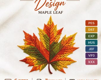 Autumn Maple Leaf Embroidery Design, Perfect for Fall Home Decor & Gifts, High-Quality Embroidery for Any Project! Maple Pattern PES DST EXP