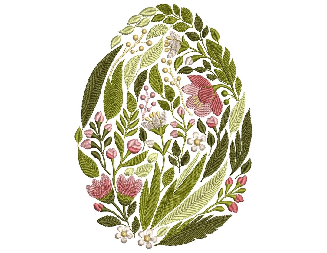 Floral Easter Egg Machine Embroidery Design, Floral Easter Egg ...