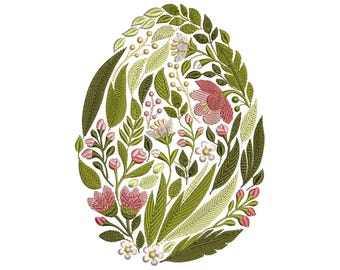 Floral Easter Egg Machine Embroidery Design, Floral Easter Egg Embroidery Design, Egg Pattern, Spring Embroidery, Easter Pattern, DIY Craft