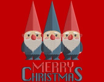 Christmas Gnomes Trio Embroidery Design - Christmas Machine Embroidery Pattern, Instant Download, Set Of Two Designs 3+1 Gnomes, 4 sizes
