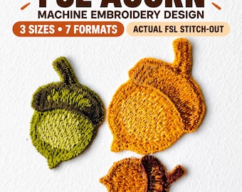 Freestanding Lace Acorn, Fall FSL Machine Embroidery Design, Thanksgiving Autumn Decor, PES dst, jef, FSL Pattern Autumn Acorn, 3 Sizes