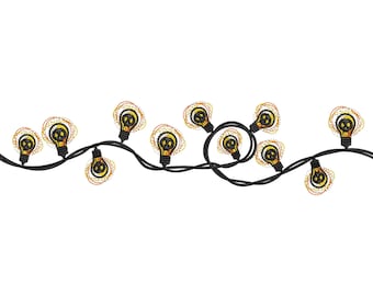 Halloween Garland Embroidery Design, Halloween Bulb Garland Digital Machine Embroidery Design in 4 sizes. Instant download