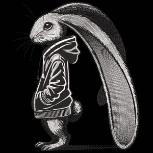 Rabbit Embroidery Design, Trendy Rabbit in Hoodie Embroidery Design, Bunny in Hoodie Machine Embroidery Design, Embroidery for a Hoodie