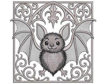 Spooky Cute Bat Machine Embroidery Design, Perfect for Halloween Crafts! Available in Multiple Sizes 4x4 Hoop & Formats, Halloween Bat PES