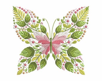 Floral Butterfly Machine Embroidery Design, Botanical Wings Nature, Insect Pattern for Jacket Bag Quilt Home Decor, Butterfly Pattern PES