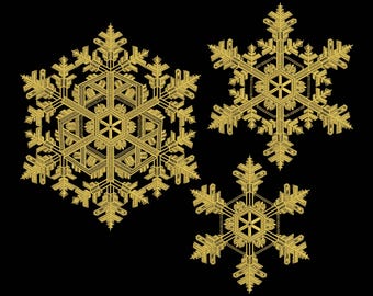 Christmas Snowflake Embroidery, Golden Snowflake Embroidery Set, Snowflakes Machine Embroidery Designs, Holiday Embroidery Pattern