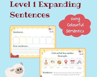 Kids Expanding Sentences Handwriting Activity, Level 1 | Colourful Semantics | Occupational Therapy | Speech and Language Therapy