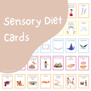 Kaarten voor sensorische routines (sensorische dieetkaarten) voor kalmerende en sensorische regulatie | Ergotherapie