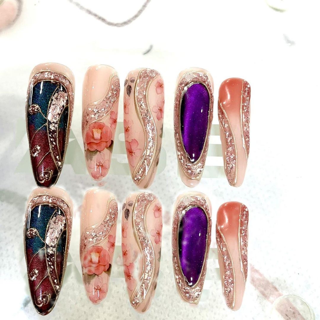 Acrylic Press on Nails Art Tips Etsy New Zealand