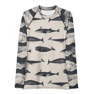 The ’Whale Of A Time’ Whale Print Rash Guard | UPF 50+ Long-Sleeve Surf & Yoga Top