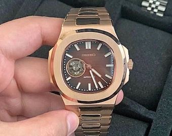 Brand New NH35 Automatic Mod Watch Chocolate Brown Dial Rose G Bracelet