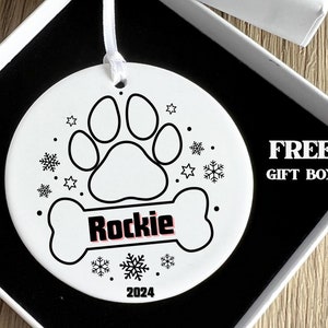 Personalized Puppy Paw Ornament Custom Dog Ornament Christmas Gifts Gift For Dog Owners Gift For Pet Lovers Christmas Ornament