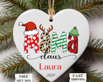 Merry Mama Custom Ornament Mama heart Ornament Personalized 2024 Mama Holiday Ornament Gift For Mom Ornament Mama Ornament Family Gift
