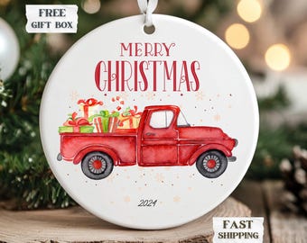 Boys Christmas Ornament Car Personalized Baby Boy First Christmas Keepsake Custom Red Truck Ornament