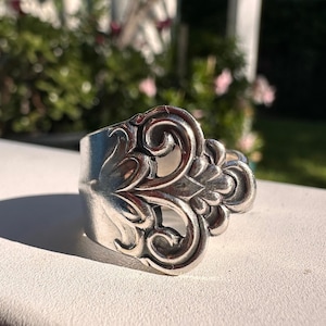 Vintage Silber Löffel Löffel Ring: Floraler Besteckschmuck