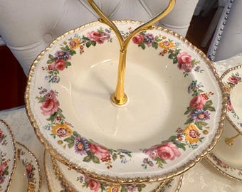 Vintage "Rose" pattern from English Ridgway  3 Tier Cake Stand