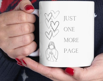 Just One More Chapter Ceramic Mug for Book Lovers – Whimsical Reading Mug, Perfect Gift for Readers, teachers, and librarians, bookworms