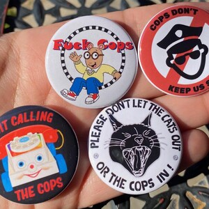 Set of 4 ACAB F The Police 1.5" Pinback Buttons | Anti-Police | Leftist Activism | 1312 Cop Statement Pins | Protest Pins | Political Gear