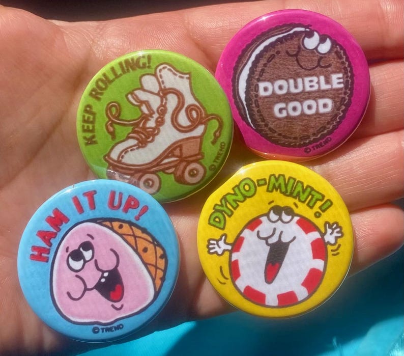 Set of 4 Retro Vintage Style Scratch and Sniff Sticker 1.5
