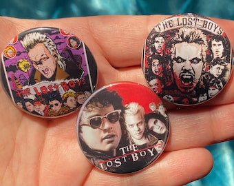 Set of 3 80s Lost Boys 1.5" Pinback Buttons - Retro Movie Gift - Gen-X Nostalgia Stocking Stuffer Vintage Gen-Xer Nostalgic Pop Culture