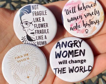 Vrouwenrechten: 1,5 inch buttons | Feministisch activisme | Pro-Choice | Gelijkheidsspelden | Protestaccessoires | Empowerment-cadeaus Ruth
