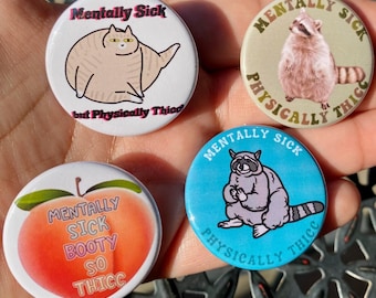 Spille umoristiche sulla salute mentale da 3,8 cm / Sensibilizzazione sulla cura di sé / Spille divertenti di sensibilizzazione / Fisicamente formose / Accessori per porre fine allo stigma