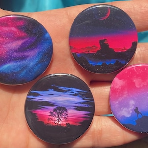 Set of 4 Bisexual Pride 1.5&quot; Pinback Buttons - Subtle Designs - LGBTQ - Bisexual Stocking Stuffers Gift Idea Bi Flag Pride Discreet Queer