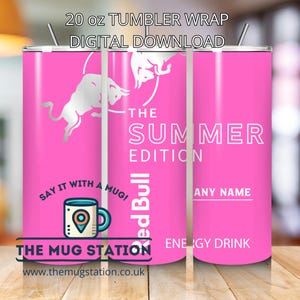 Pink Summer Red Bull Tumbler Wrap: 20oz Skinny PNG (Digital Download)
