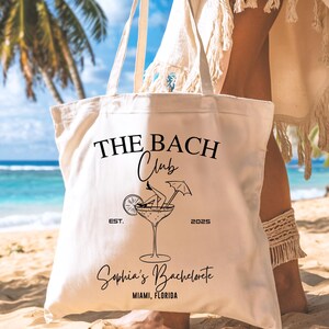 Custom The Bach Club Tote Bag, Beach Bachelorette Gift, Miami Bride Bag, Bridesmaid Beach Tote Bag, Summer Bachelorette Party Favor Ba
