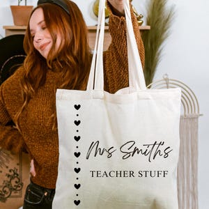 Personalised Teacher Bag, Custom Teacher Stuff Bag, Teacher Tote Bag, Teacher Gift, TA Gift, Thank You Teacher Present, Jute Lunch Bag
