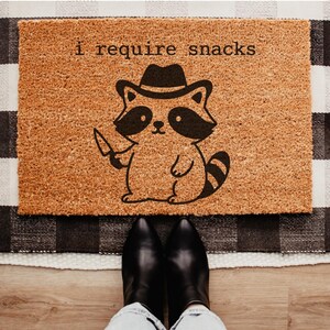 I Require Snacks Fat Raccoon Doormat, Funny Raccoon Shirt, Funny Doormat , Goblincore Animal Lover Gift, Cozy Snack Gremlin Doormat