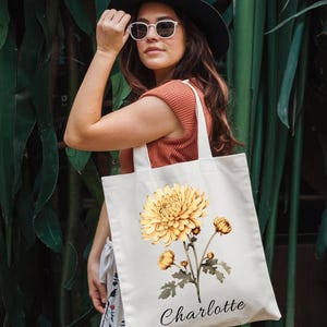 Regalo di fiori di nascita personalizzato, borsa di tela personalizzata, regalo di compleanno per lei, regalo per la mamma, regalo per le migliori amiche, regali per la mamma, idea regalo carina
