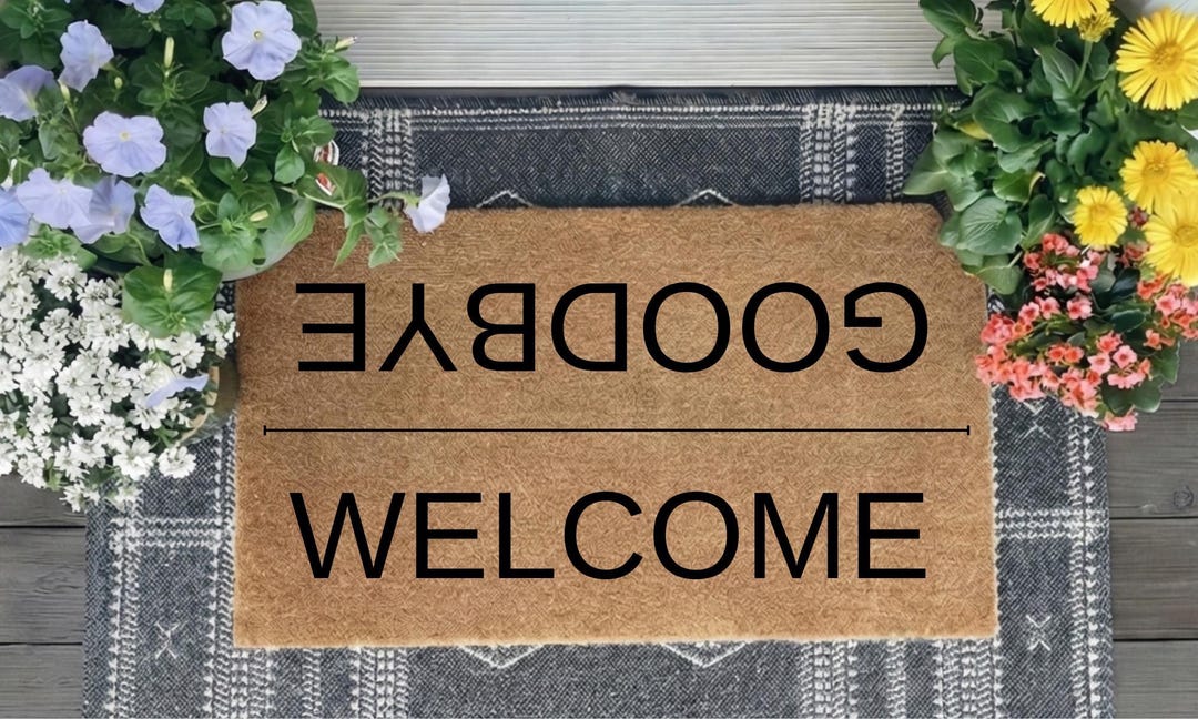 Goodbye Mat Hi Bye Cat Doormat, Personalized Coconut Welcome Mat, Welcome Goodbye ...