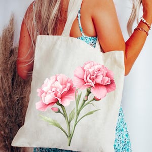 Regalo di fiori di nascita personalizzato, borsa di tela personalizzata, regalo di compleanno per lei, regalo per la mamma, regalo per le migliori amiche, regali per la mamma, idea regalo carina