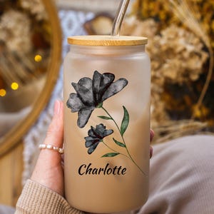 Personalized Flower Tumbler, Gifts for Her, Bridesmaid Proposal Gift, Mother&#39;s Day Gift, Birthday Present, Custom Glass Coffee Cup