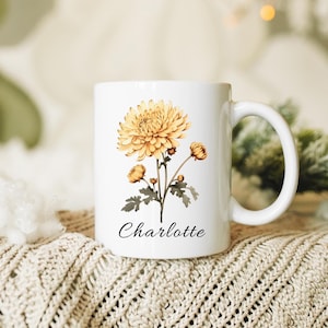 Custom Glass Mug, Personalized Bridesmaid Mug, Bridal Party Gift, Birth Month Flower Mug, Birthday Gift, Mothers Day Gifts for Her/Mom/Women