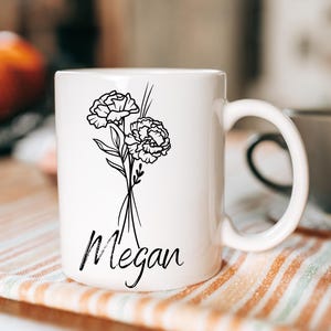 Custom Glass Mug, Personalized Bridesmaid Mug, Bridal Party Gift, Birth Month Flower Mug, Birthday Gift, Mothers Day Gifts for Her/Mom/Women