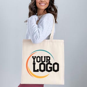 Custom Logo Tote Bag, Personalized Tote Bags, Promotional Tote Bag, Your Text, Image, Trade Show Gift Bag, Custom Shopper, Shopping Bags
