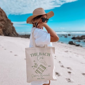 Custom The Bach Club Tote Bag, Beach Bachelorette Gift, Miami Bride Bag, Bridesmaid Beach Tote Bag, Summer Bachelorette Party Favor Bag