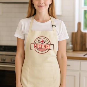 Personalized Bar Apron, Canvas Workshop Apron with Pockets, Custom Gift for Him, Kitchen Apron, Barbeque Apron, Bartender Apron, Chef Apron