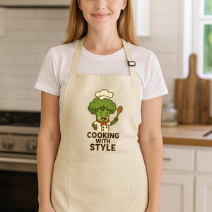 Funny kitchen apron love you from my head broccoli foodie gift for cook chef gardener pun lover cooking humor for kitchen or Valentine