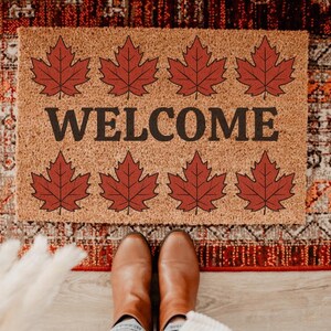 Floral Welcome Doormat, Spring Front Door Mat, Housewarming Gift,Coir Doormat, Cute Spring Porch Decor, Welcome Mat, Front Door Decor