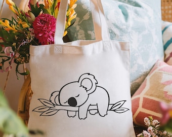 Coffee Koala Tote Bag - Stylish and Personalised Eco-Friendly Canvas Bag with Adorable Koala and Coffee Design, Gift