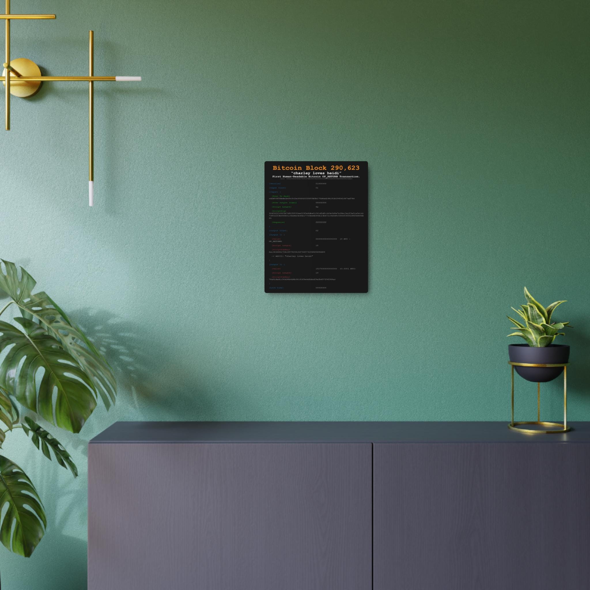 Charley Loves Heidi | First Bitcoin OP_RETURN Transaction | Historic BTC  Metadata | Black Metal Wall Art | Crypto Gift | Bitcoin Dev Decor - Etsy  Israel
