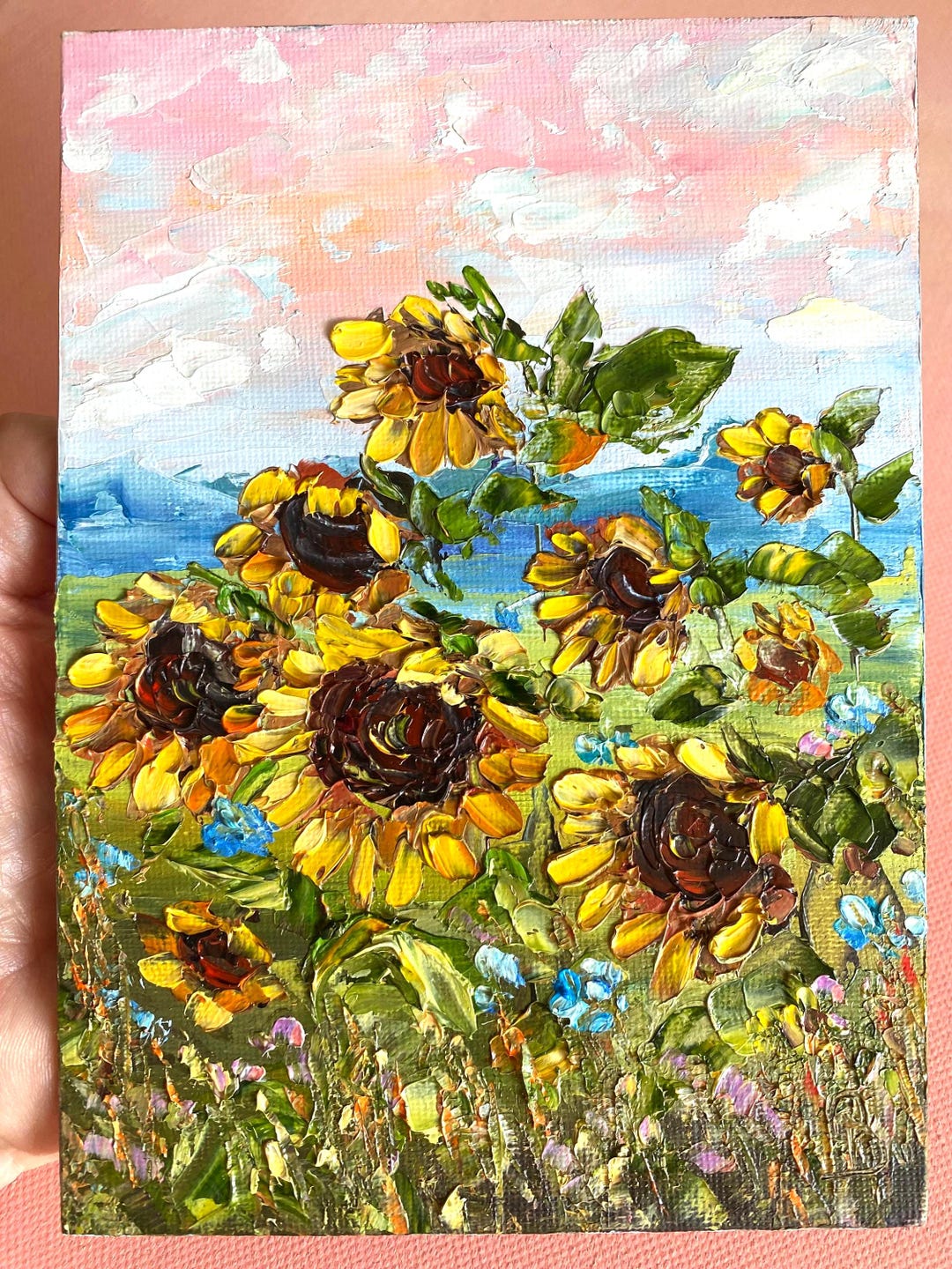 Sunflower Oil Painting: Impasto Floral Sunflowers Field Art - Etsy