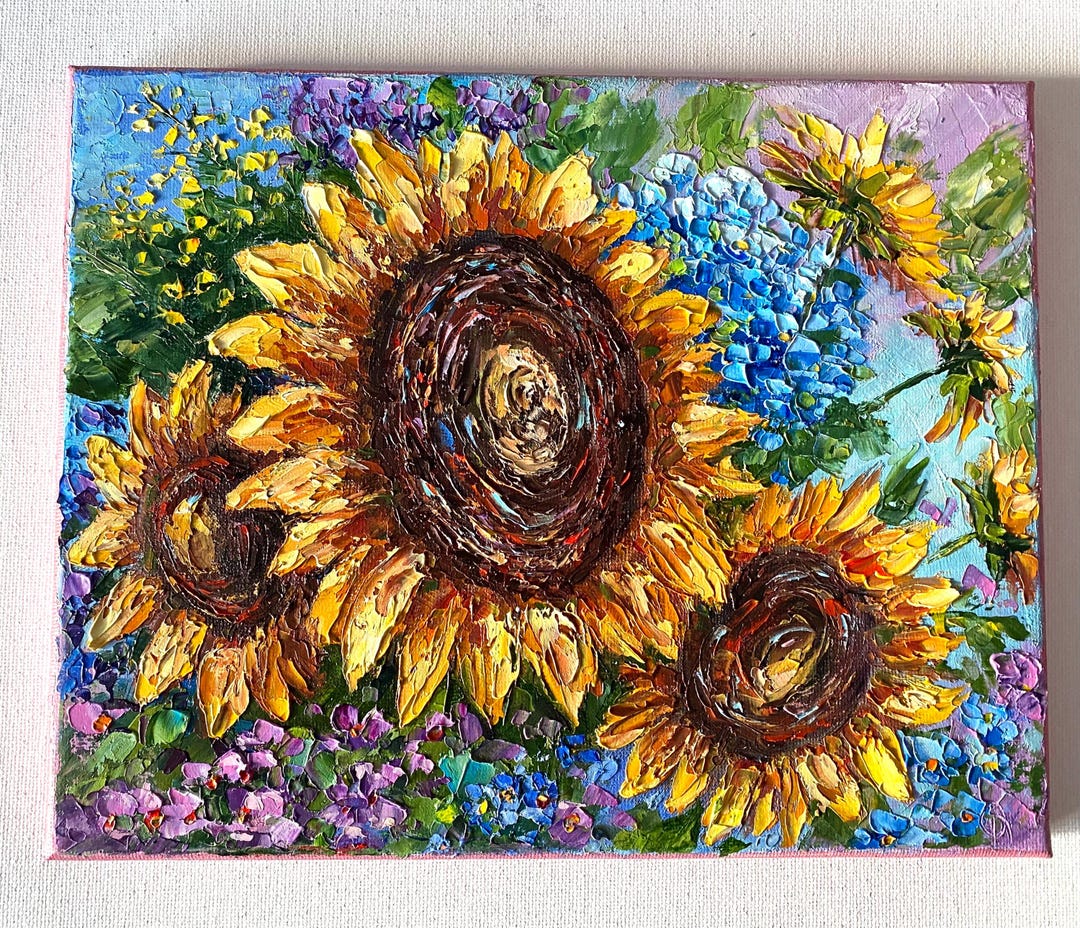 Impasto Sunflower Oil Painting: Textured Floral Art, 10x8 In - Etsy