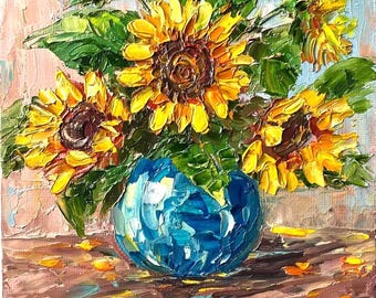 Large Vintage Floral Oil Painting, Yellow Roses Still Life, Signed