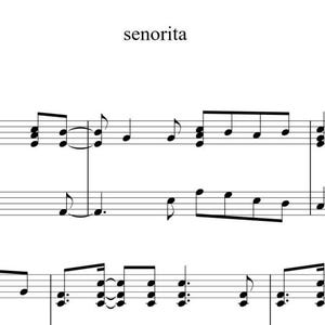 Señorita Piano Sheet Music: Intermediate Level (Digital Download)