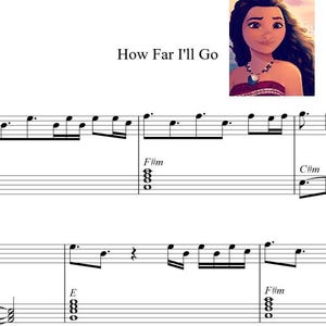 How Fa I&#39;ll Go piano sheets 3 pages digital download, printable music, music notes, kids music,beginner piano